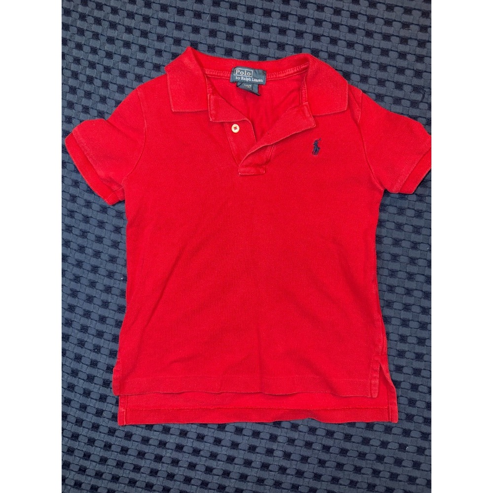 Polo Ralph Lauren Polo Collared Shirt Toddler Boys 3T Red Solid